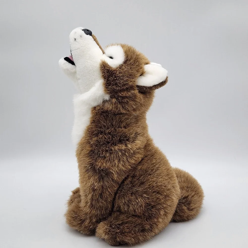 The Stuffed Animal House Howling Coyote Plush Brown White Soft Toy 12